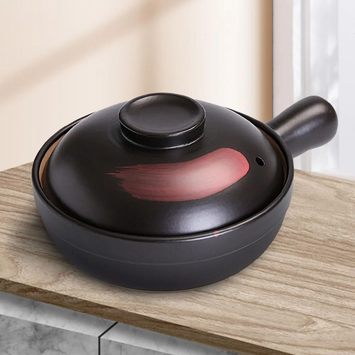 Керамическая кастрюля для супа Cabilock глиняная с ручкой и глазурью для газовой плиты маленькая, фото №3