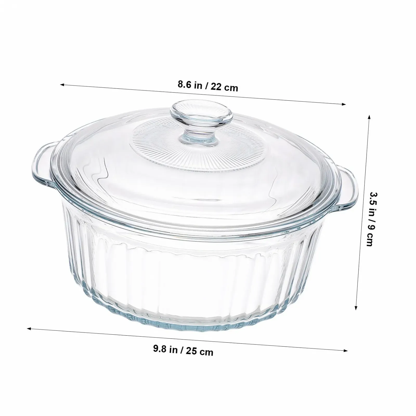 Форма для запікання VICASKY Кругла зі скляною кришкою Термостійка Рівномірний розподіл тепла, фото №4 Форма для запікання VICASKY Кругла зі скляною кришкою Термостійка Рівномірний розподіл тепла, фото №4