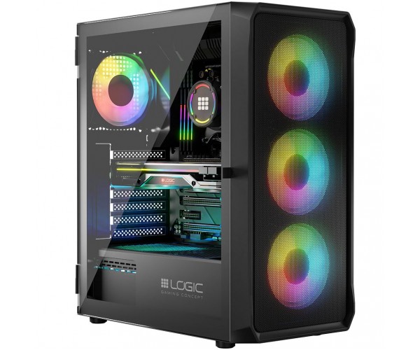 Корпус LogicConcept PORTOS MESH GLASS ARGB fans 4x120mm BLACK без БЖ ATX, фото №1