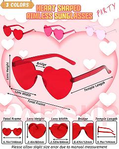 Окуляри Без оправи Серцеподібні PARSUP, 9 пар, Прозорі Червоні/Рожево-червоні/Рожеві, Кольорове скло - Фото 1