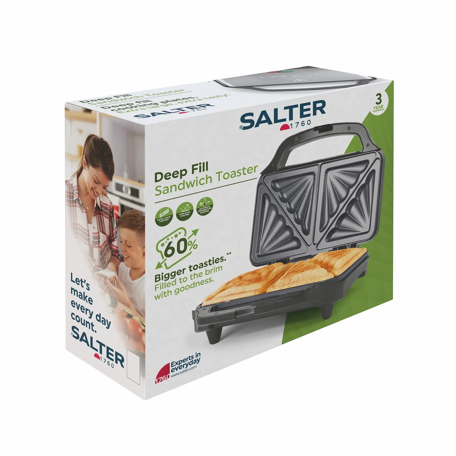 Сэндвичница Salter EK2017TFVDE, 2 тоста, пресс-гриль на 4 ломтика, автоматический контроль температуры, 900 Вт, EK2017TFVDE, фото №3 Сэндвичница Salter EK2017TFVDE, 2 тоста, пресс-гриль на 4 ломтика, автоматический контроль температуры, 900 Вт, EK2017TFVDE, фото №3