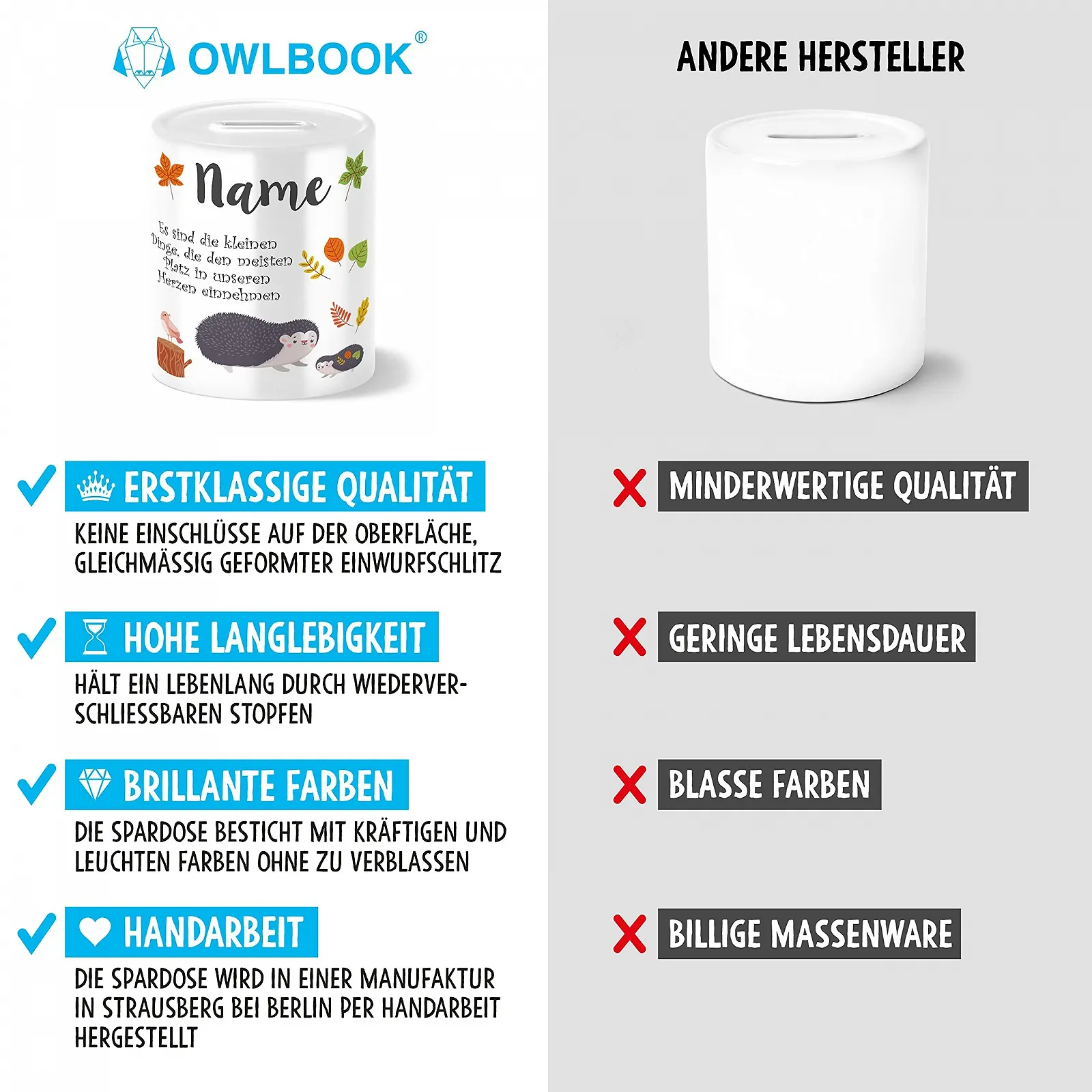 Скарбничка OWLBOOK Їжачок керамічна з пробкою, фото №4