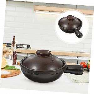 Ківш керамічний жаростійкий з кришкою та ручкою 650 мл для рису та запіканок synthetic.ua - Фото 1