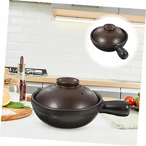 Кастрюля керамическая жаропрочная с крышкой и ручкой 650 мл для риса и запеканок synthetic.ua - Фото 1