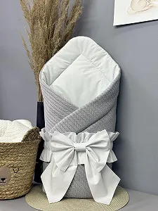 Конверт для новорожденного Зима с кокосовой вставкой серый - Фото 1