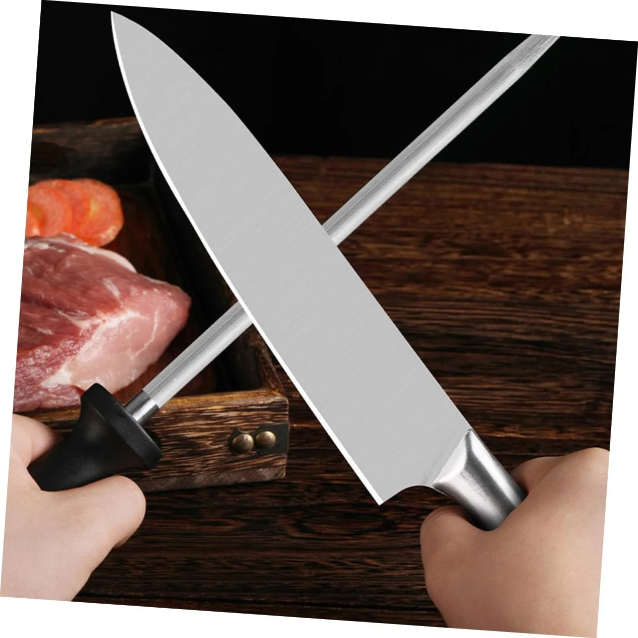 Професійне Точило 2 шт. з нержавіючої сталі та ПП з мусатом для кухонних ножів, фото №6