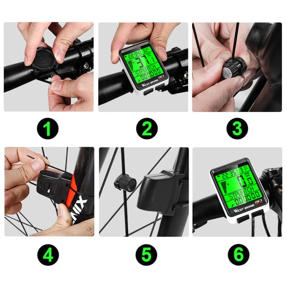 Велокомп'ютер Bostar Wireless Speedometer Backlight 5 Languages Waterproof, фото №6
