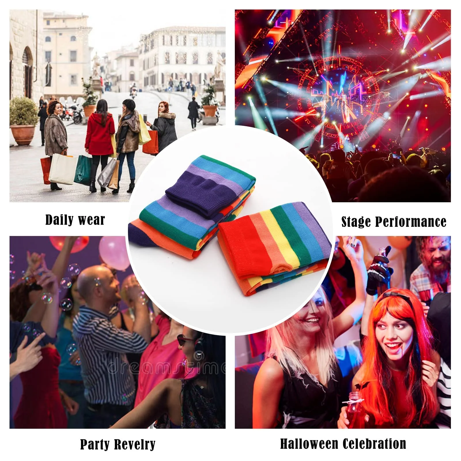 Гетри в райдужну смужку, високі шкарпетки до колін, фото №7