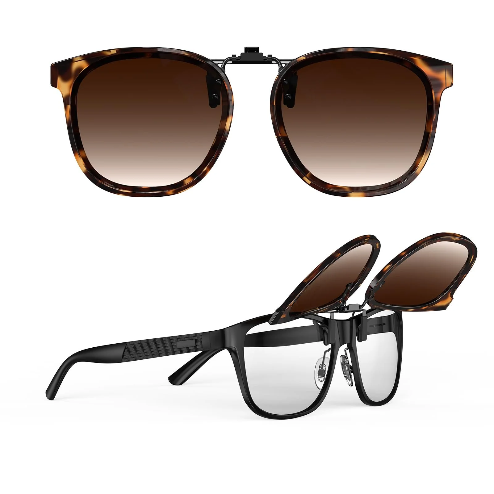 Сонцезахисні окуляри Goiteia, що прикріплюються до окулярів за рецептом, модна оправа, щоб приховати ваші окуляри, легко одягаються та знімаються, однією рукою, фото №1