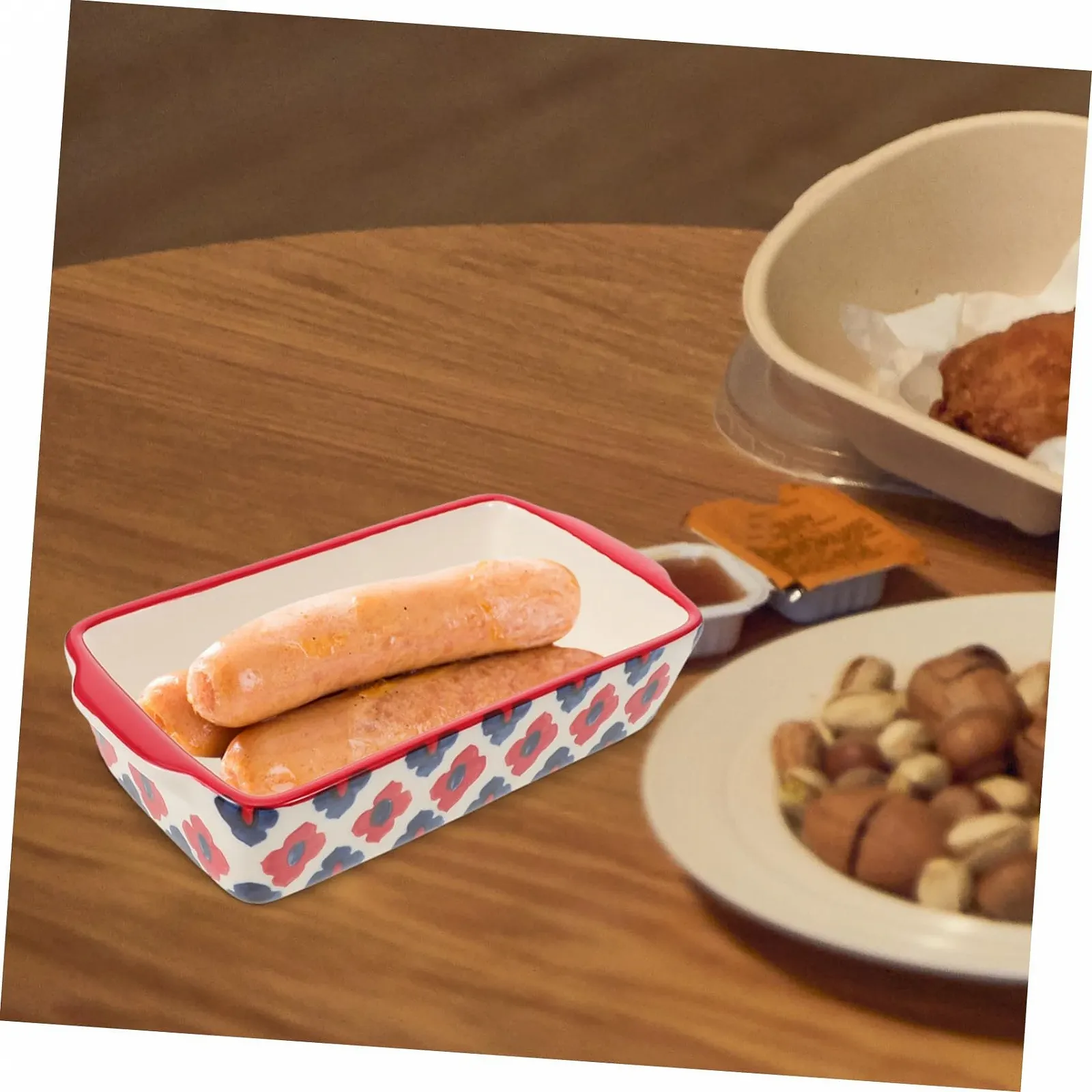 Форма для запекания TOYANDONA Керамическая прямоугольная с двойными ручками для духовки и микроволновой печи, фото №5