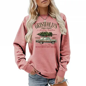 Женская Толстовка MLZHAN Girswold's Tree Farm Рождественский Пуловер Cемейная Праздничная Рубашка с Длинными Рукавами Tоп - Фото 1