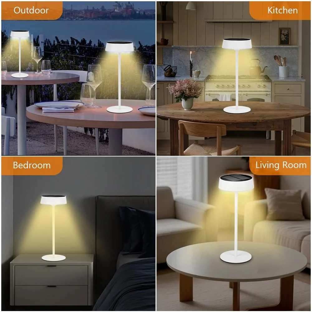 Настільна лампа HOTUT LED акумуляторна сонячна 4000 mAh IP65 3 режими Black/White, фото №7