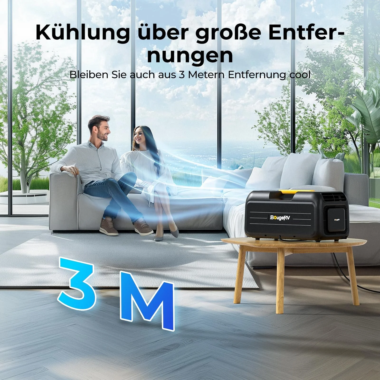 Мобильный кондиционер BougeRV 3500 BTU с зарядной станцией 2008Wh 5-в-1 AC 100V-240V 15 секунд быстрого охлаждения Мини с ручкой, фото №4