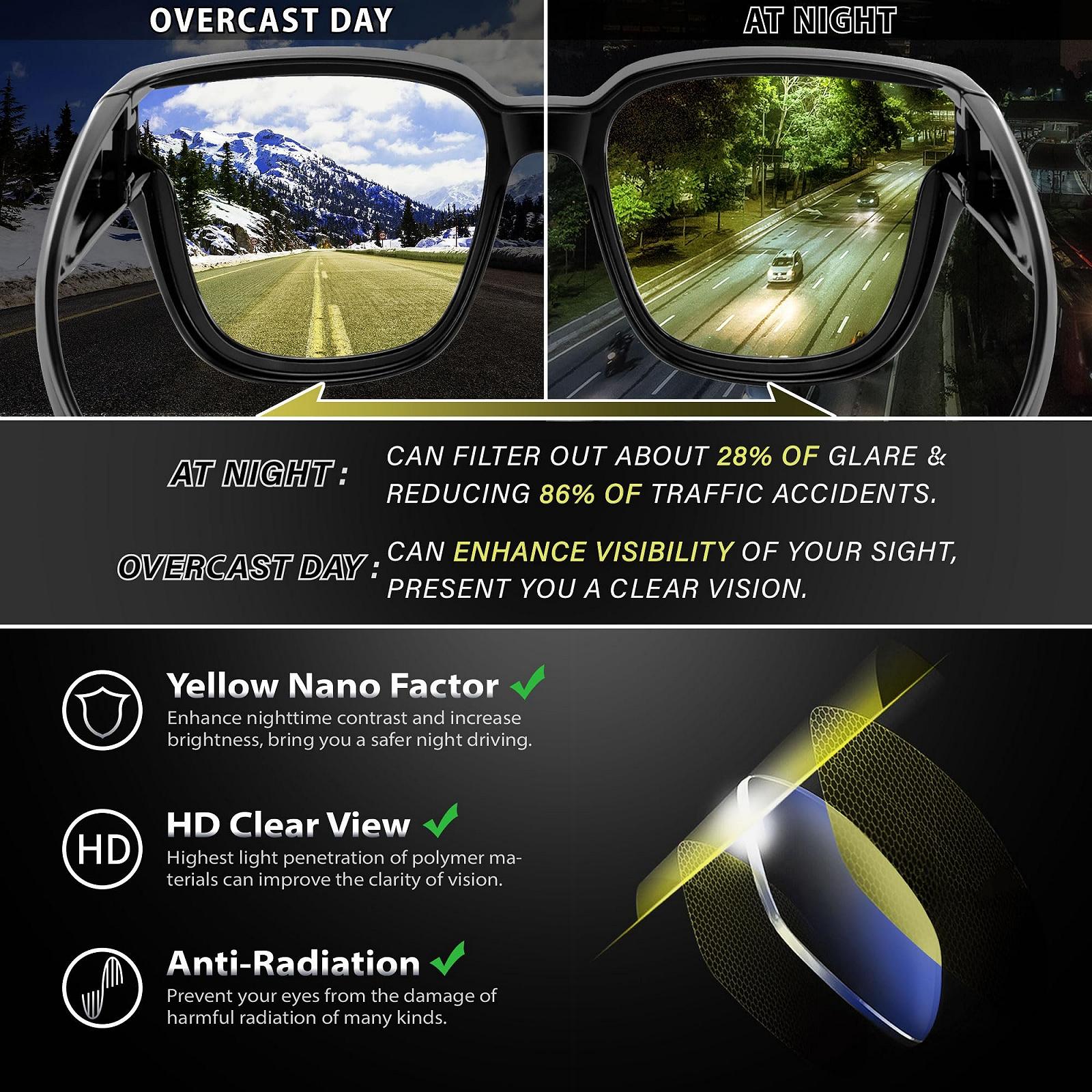 Окуляри для нічного бачення URUMQI для водіїв, жіночі, поляризовані, антиблікові, HD жовті лінзи, надлегкі, фото №3 Окуляри для нічного бачення URUMQI для водіїв, жіночі, поляризовані, антиблікові, HD жовті лінзи, надлегкі, фото №3