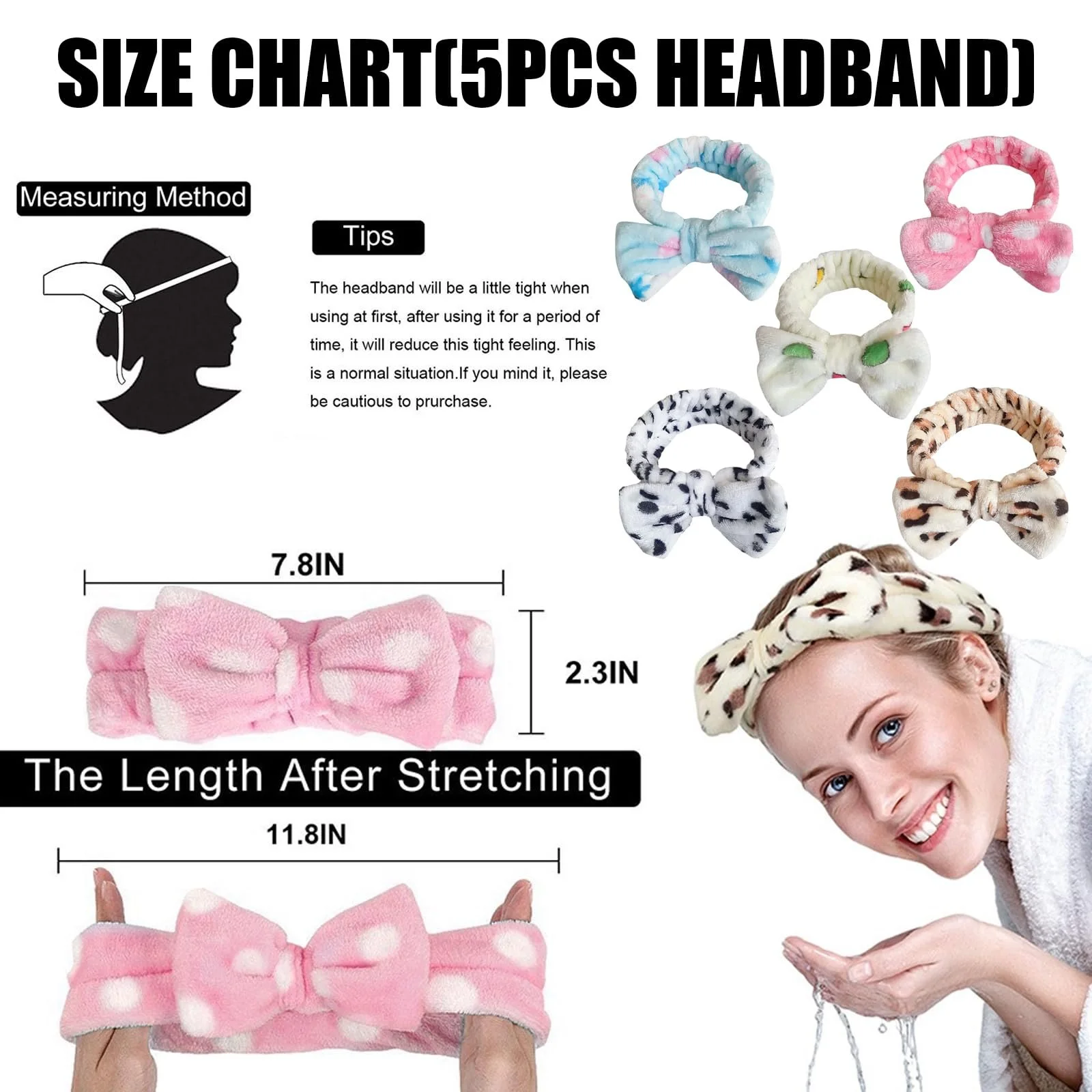 Набір пов'язок для волосся Spa Bowknot, 5 шт., фото №3