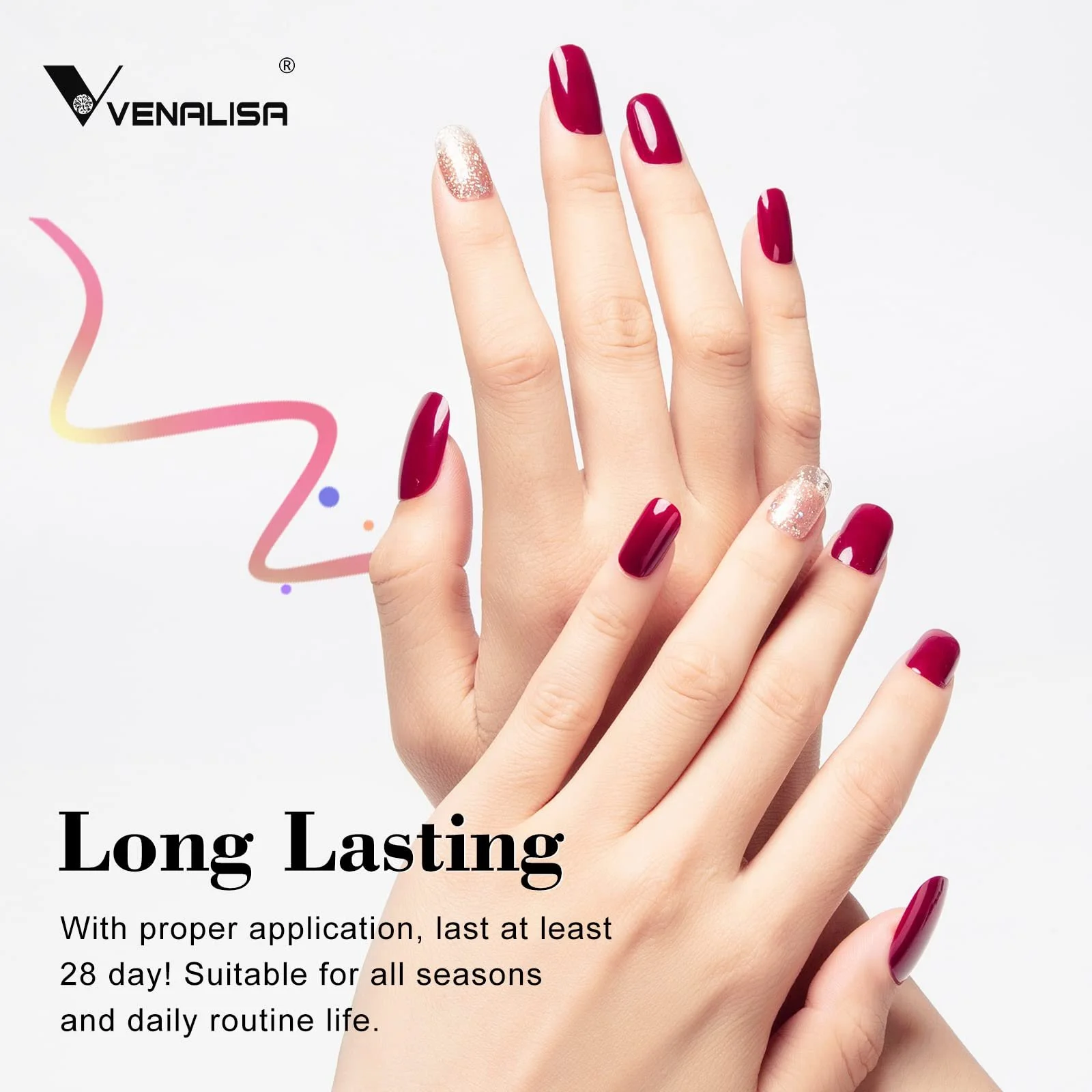 Гель-лак VENALISA Темно-червоний 15 мл, фото №3