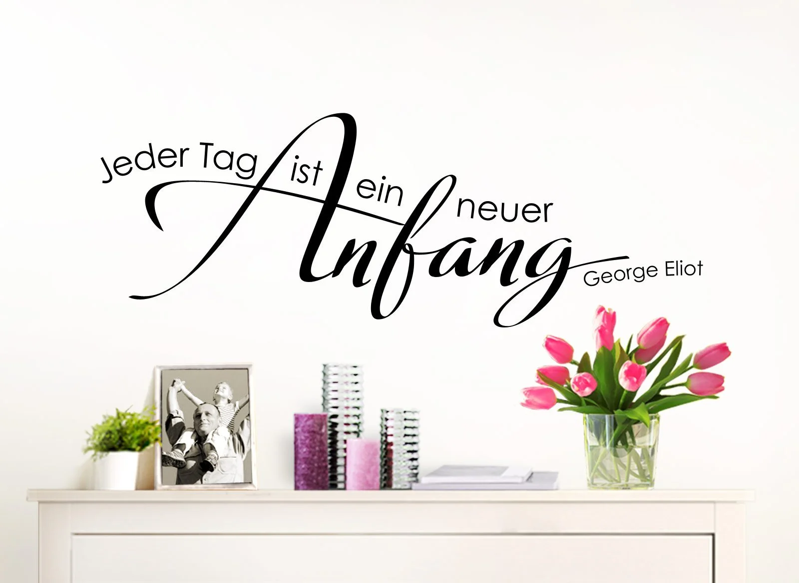 Наклейка на стіну Wandaro W3303 Quote – Every Day Is A New Beginning 90 x 32 см Black, фото №2