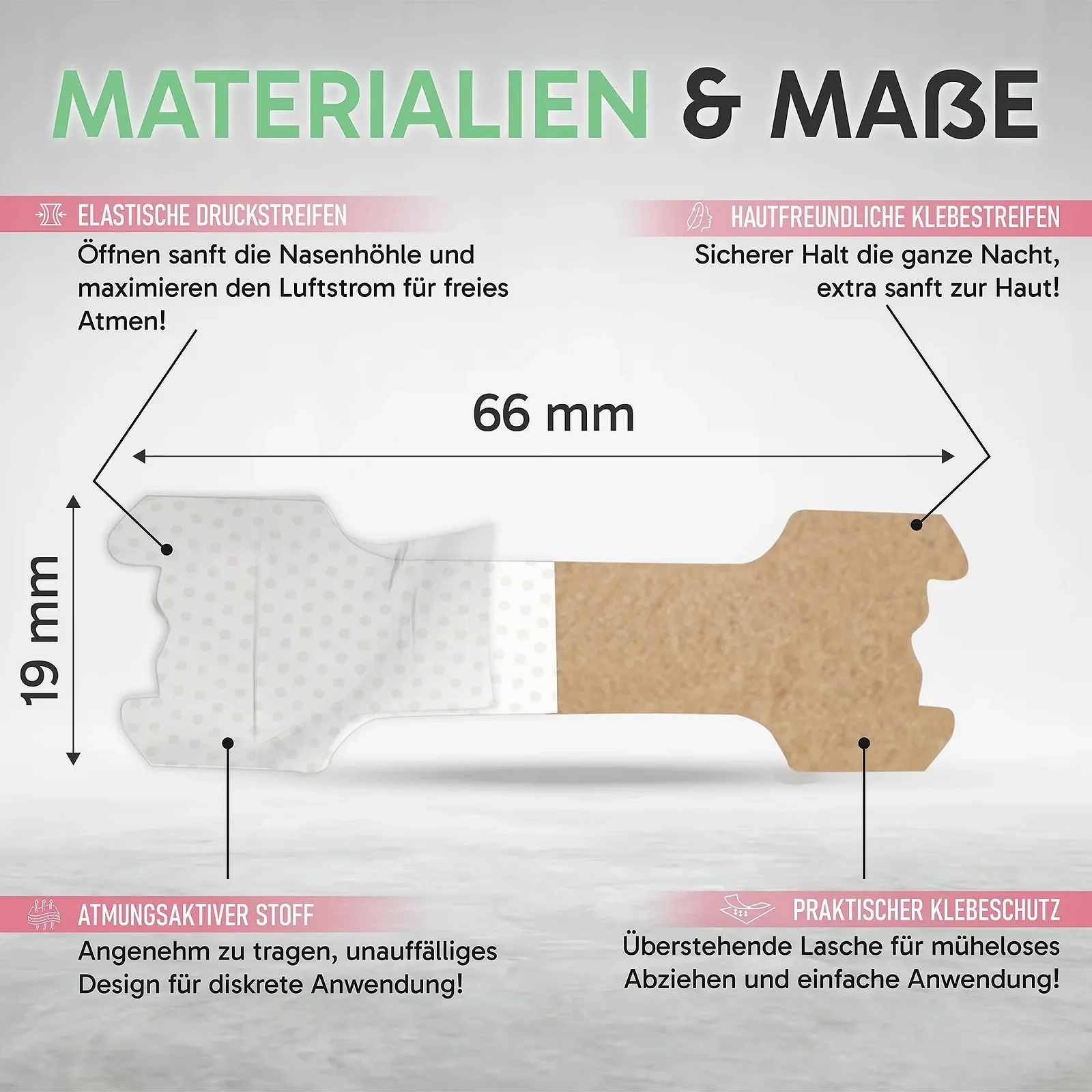 Пластирі на ніс 50 шт. проти хропіння, екстра сильна фіксація для кращої якості сну, вологостійкі 66 x 19 мм, фото №3