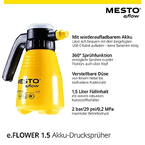 Аккумуляторный опрыскиватель Mesto e.flow e.Flower 1.5 1,5 л 360° synthetic.ua - Фото 1