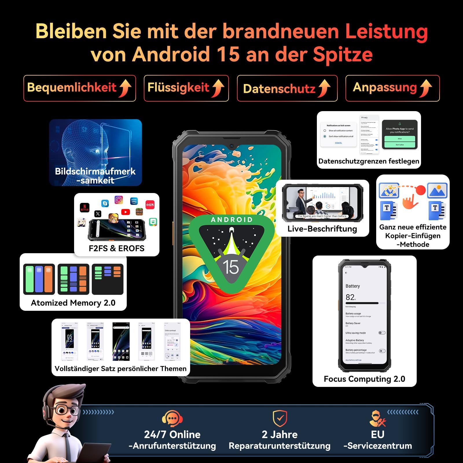 Захищений смартфон Blackview BV4800SE Android 15 12/64ГБ IP69K 6.56 дюйма 90 Гц NFC Black, фото №7