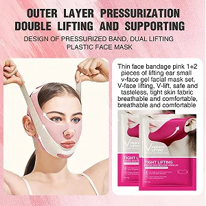 Пов'язка для підборіддя XdealCozyxc з 2 гелевими масками, дихаюча V-подібна маска для підтяжки обличчя для жінок і чоловіків synthetic.ua - Фото 1
