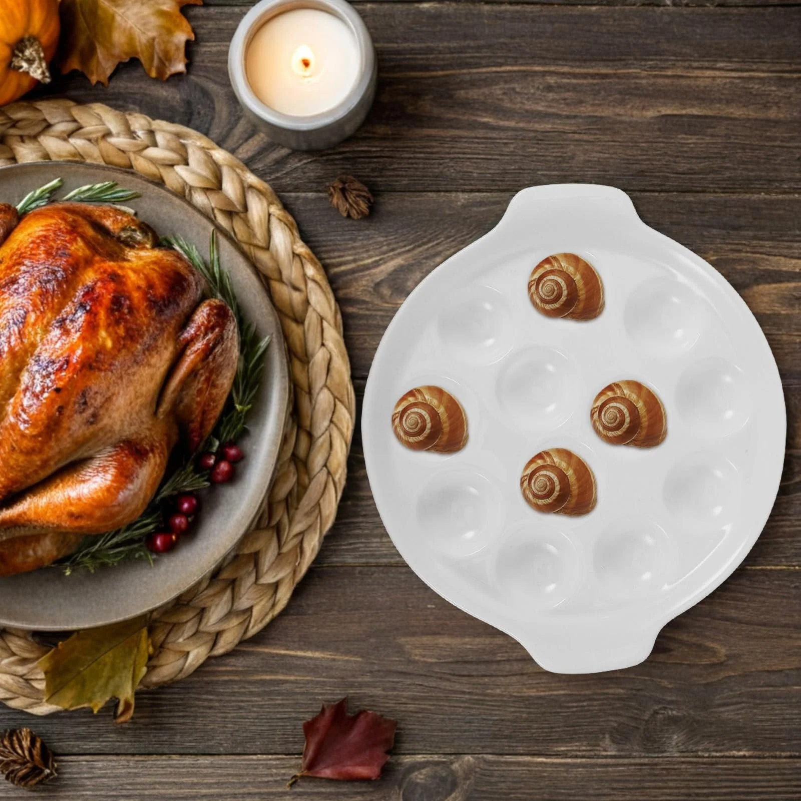 Форма для запекания улиток керамическая TOYANDONA на 12 ячеек с ручками 10 дюймов White, фото №6