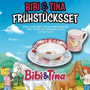 Набор детской посуды United Labels Bibi & Tina, 3 предмета, красный, синий, фарфоровый synthetic.ua - Фото 1