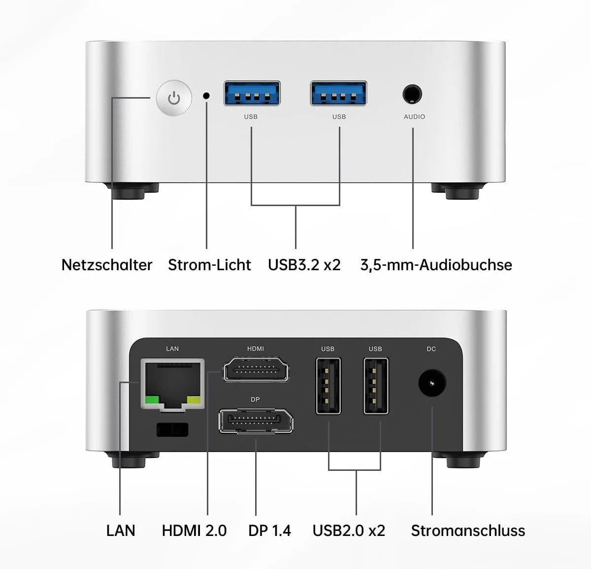 Міні ПК ACEMAGICIAN Vista Mini V1 / Intel N150 / RAM 16GB / SSD 512GB / 1 x HDMI / 1 x DisplayPort / 1 x LAN / Wi-Fi / Bluetooth / Windows 11 / Сріблястий, фото №5