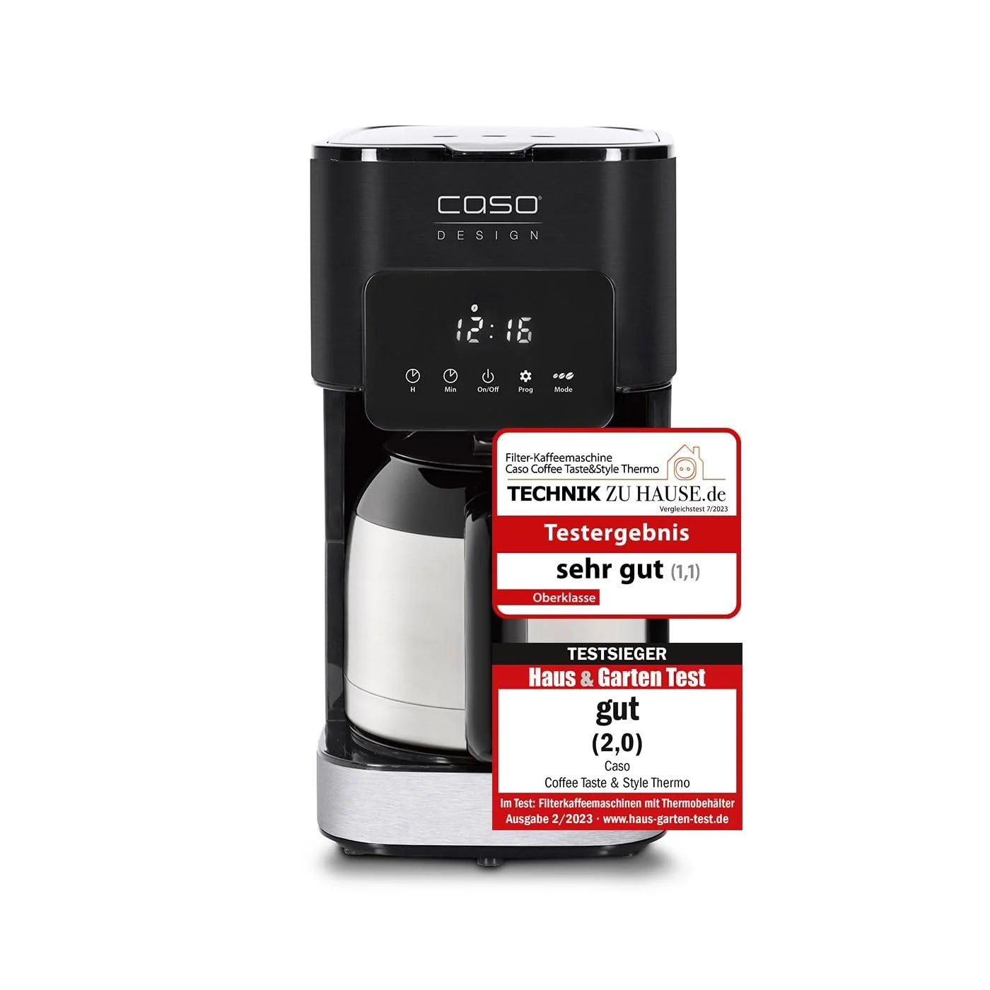 Кофемашина CASO Coffee Taste & Style Thermo 1.2 L изолированный кувшин 10 чашек сенсорное управление таймер функция Aroma постоянный фильтр система капля-стоп, фото №1