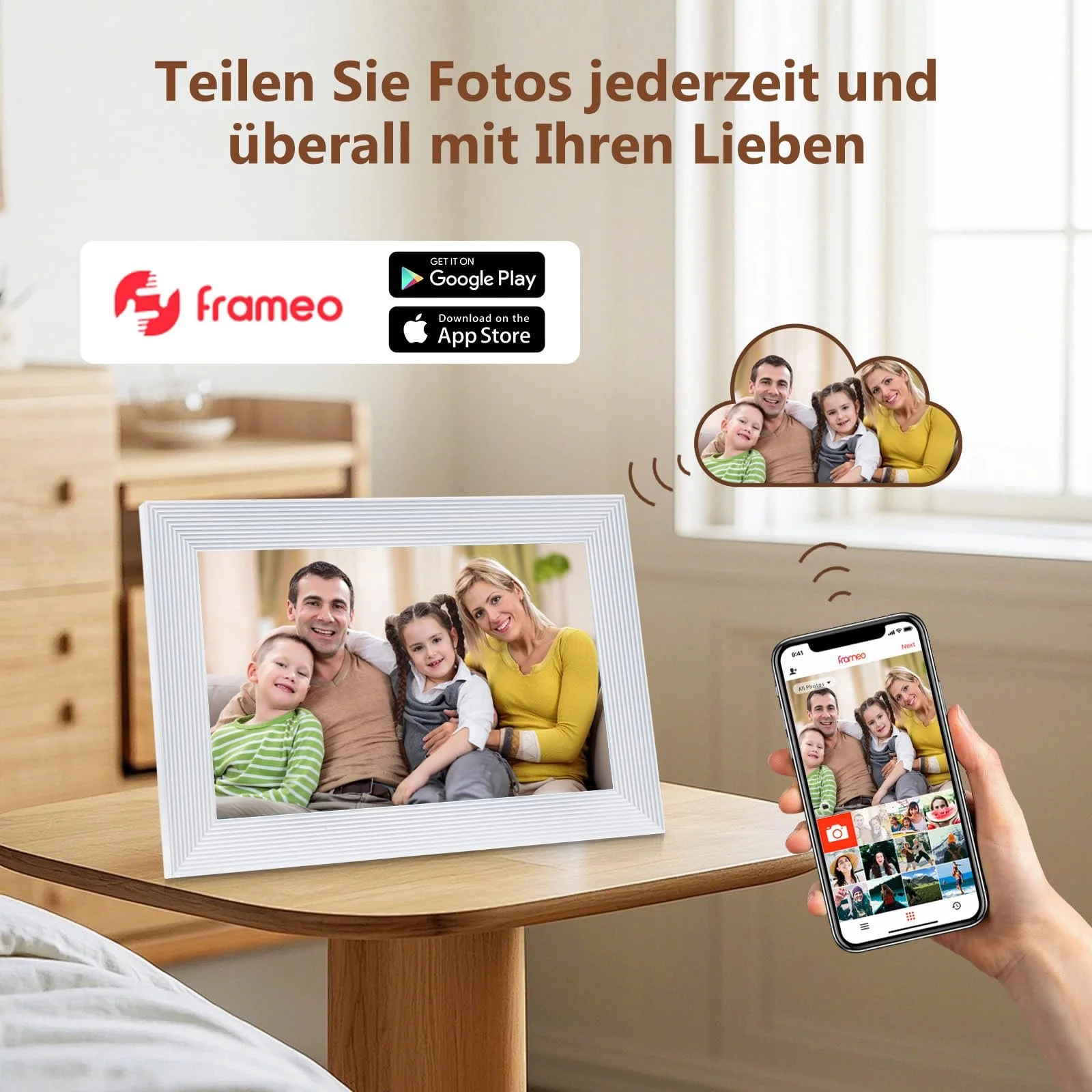 Цифровая фоторамка Golony Frameo 10.1 Inch 1280 x 800 IPS Touch Screen 16 GB WiFi White, фото №4
