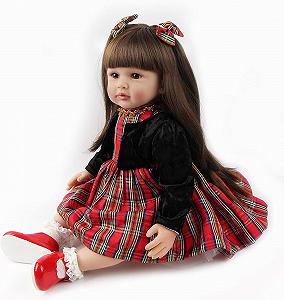 Кукла ZIYIUI Reborn Babies Girls Мягкий силиконовый винил Реалистичная в клетчатой юбке Длинные волосы 60 см synthetic.ua - Фото 1