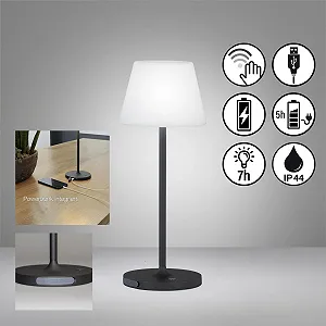 Настільна лампа Flux акумуляторна вулична LED 1.5 Вт 3000 К 210 лм димована чорна / біла synthetic.ua - Фото 1