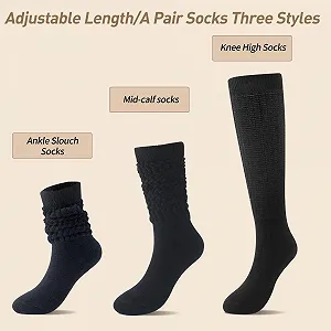 Носки BISOUSOX, присборенные носки, смешные носки, женские носки до икр, хлопковые носки до колен, дышащие, мягкие носки, подарок для женщин, 1 пара / 3 пары, размер 36-40, разноцветные носки synthetic.ua - Фото 1