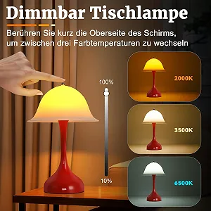 Настільна лампа LED Акумуляторна Сенсорна Димер 2000 K - 6500 K USB Red synthetic.ua - Фото 1