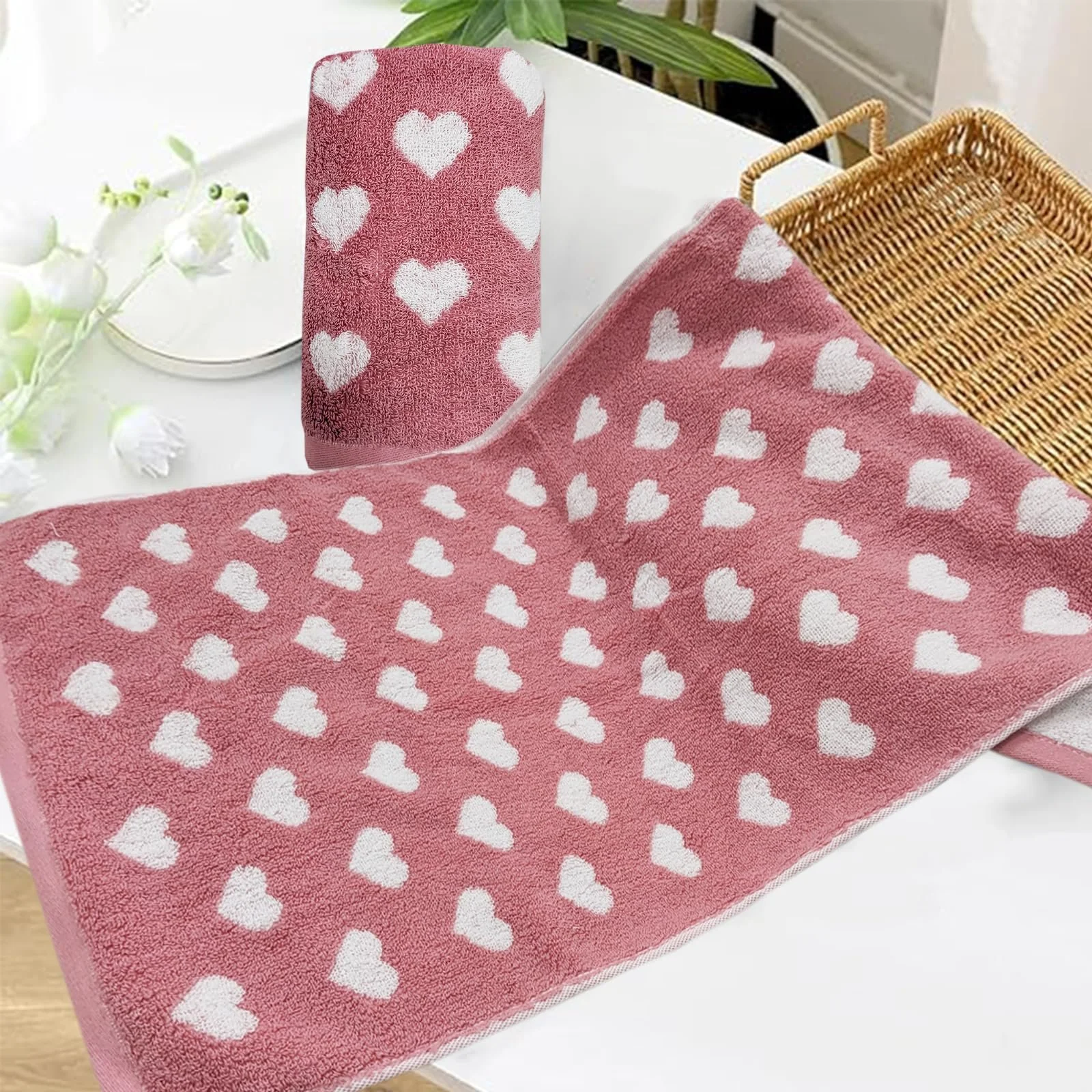 Набір рушників Lacomfy Heart Pattern 100% Cotton 2 шт 33x73 cm Pink, фото №8