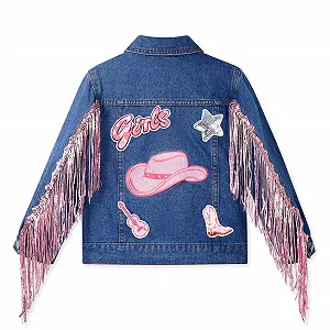 Джинсовая куртка Miipat для девочек, модная с блестками, детская джинсовая куртка для девочек от 18 месяцев до 11 лет synthetic.ua - Фото 1