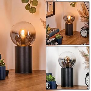 Настільна лампа HOFSTEIN Gastor Метал/Скло E14 15 см Black/Smoke/Clear - Фото 1