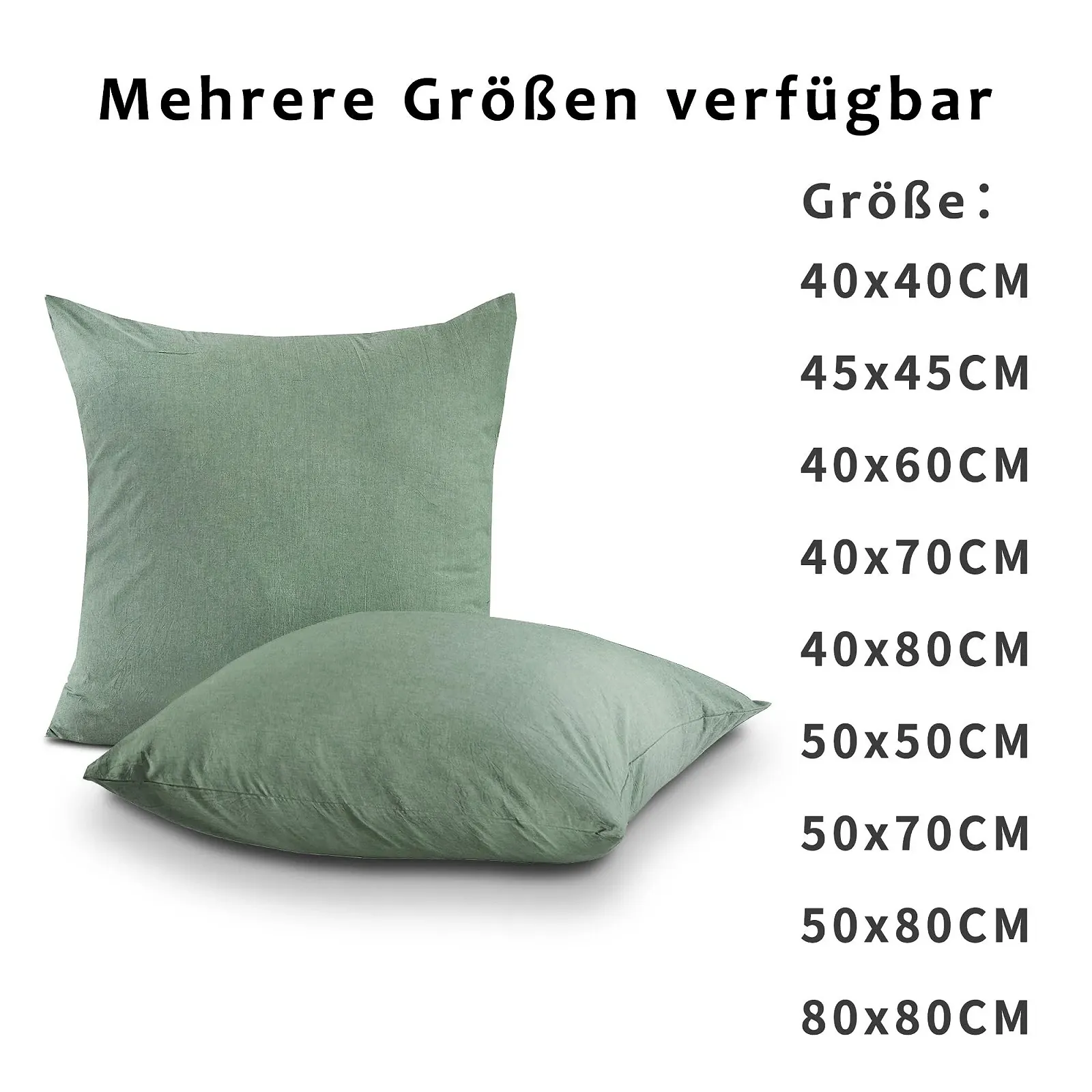 Наволочка TOCOMOA 40 x 40 см, набір з 2 штук – 100% випрана бавовна, фото №6 Наволочка TOCOMOA 40 x 40 см, набір з 2 штук – 100% випрана бавовна, фото №6