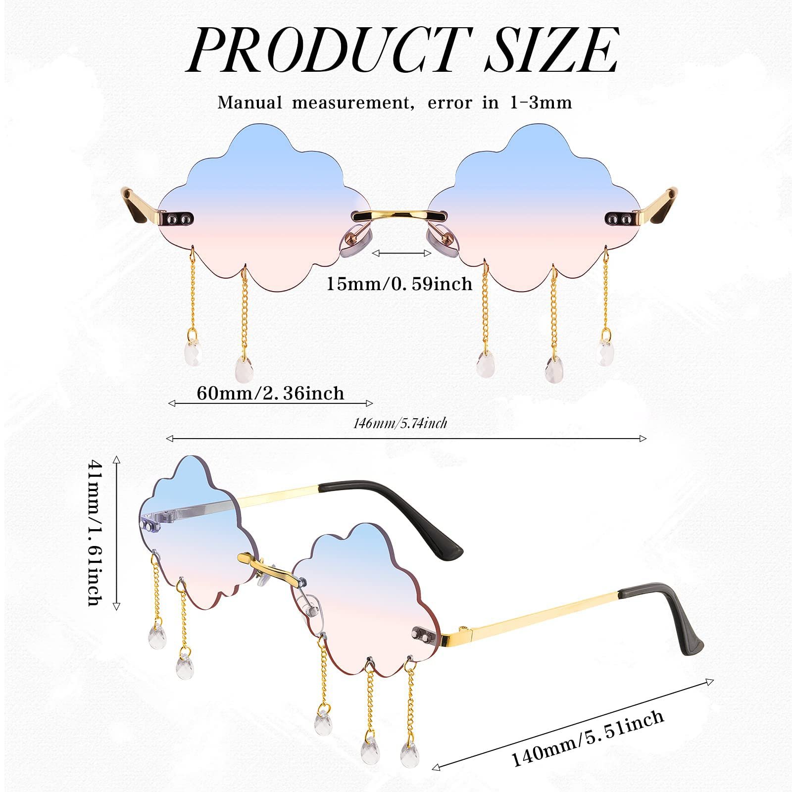 Жіночі Сонцезахисні Окуляри Cloud Без оправи UV400 Синьо-рожеві, фото №7