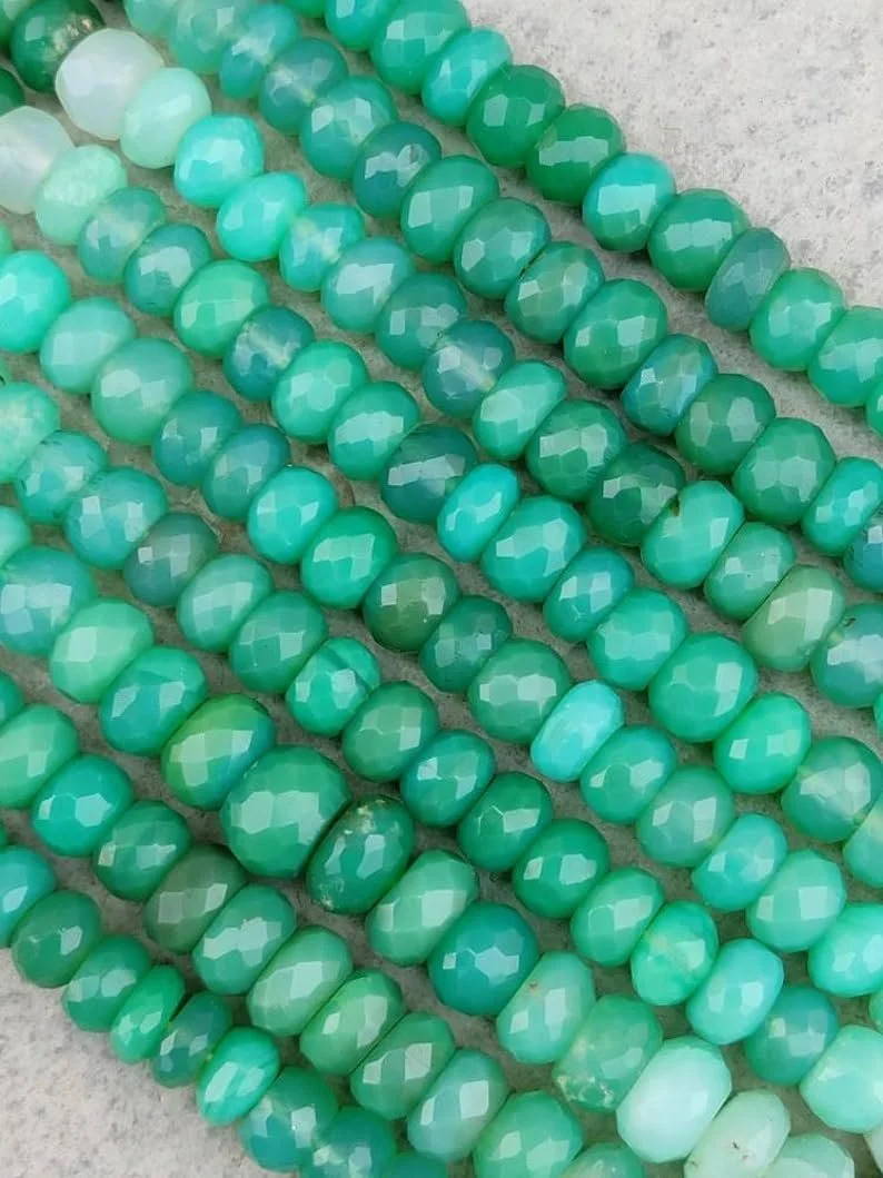 Намистини Хризопраз круглі грановані 7-8 мм, фото №4