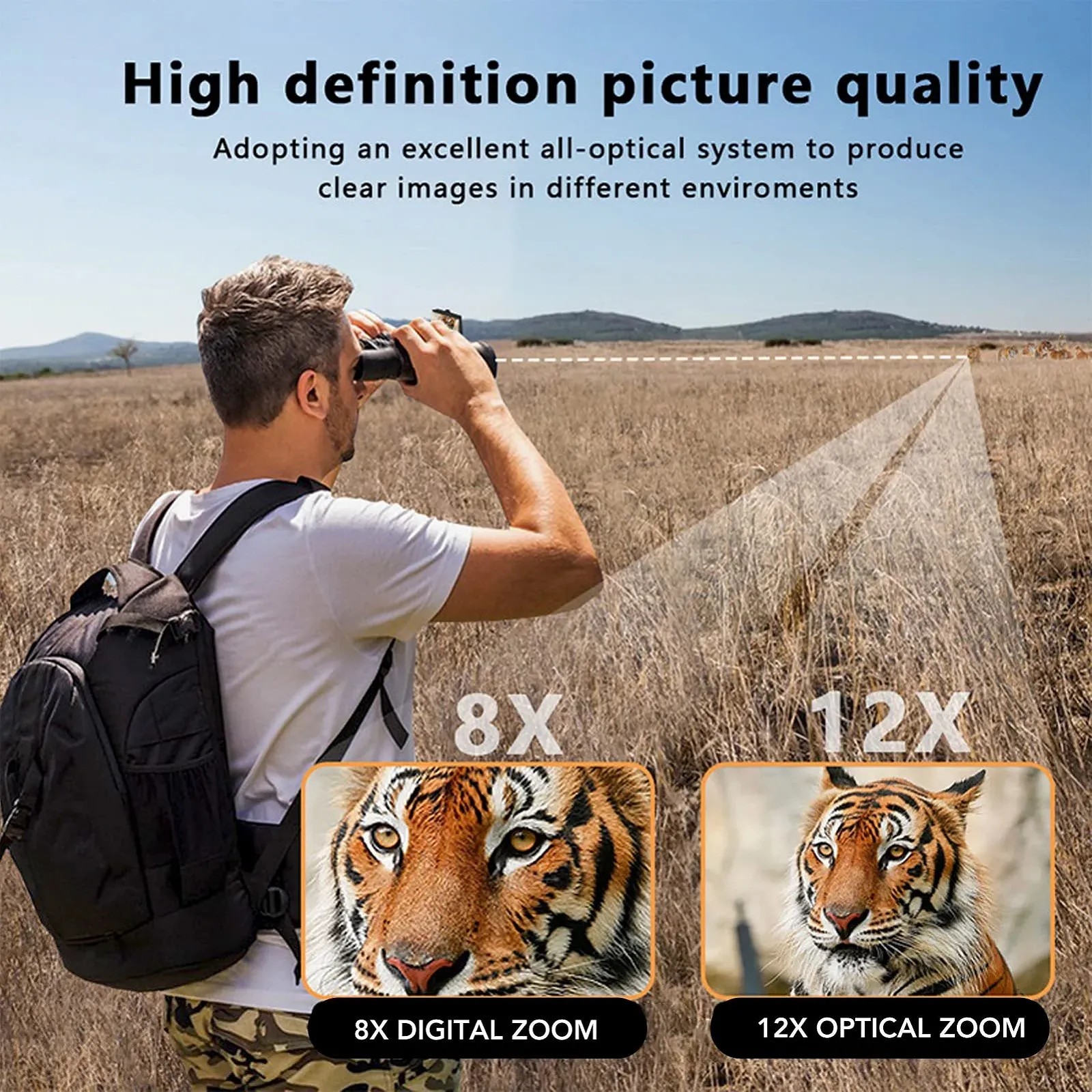 Цифровий бінокль з камерою 2.4 LCD 8x 5MP 32мм HD, фото №6