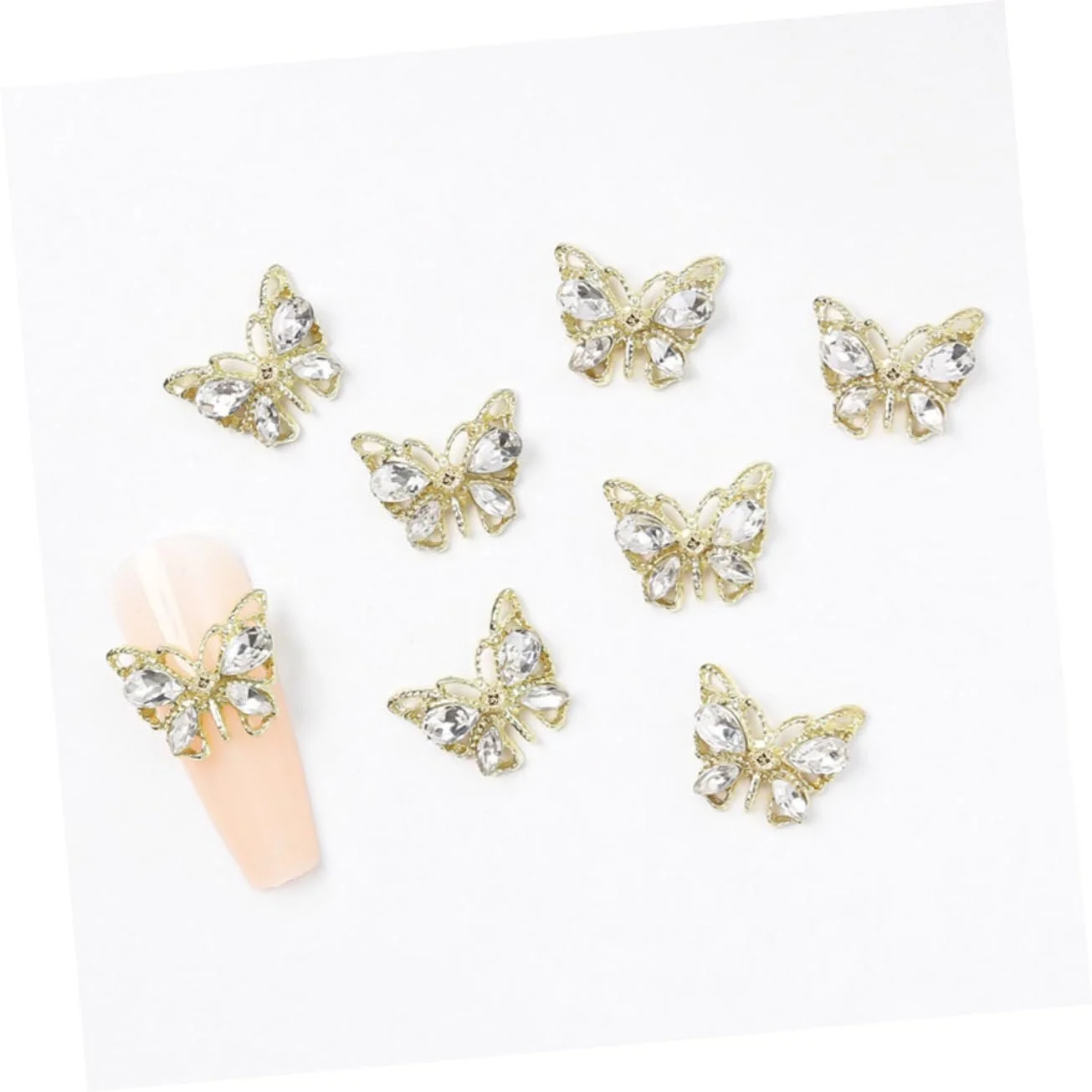 Підвіски для нігтів Метелики Стрази для DIY Маленькі зі стразами для декорування, фото №7