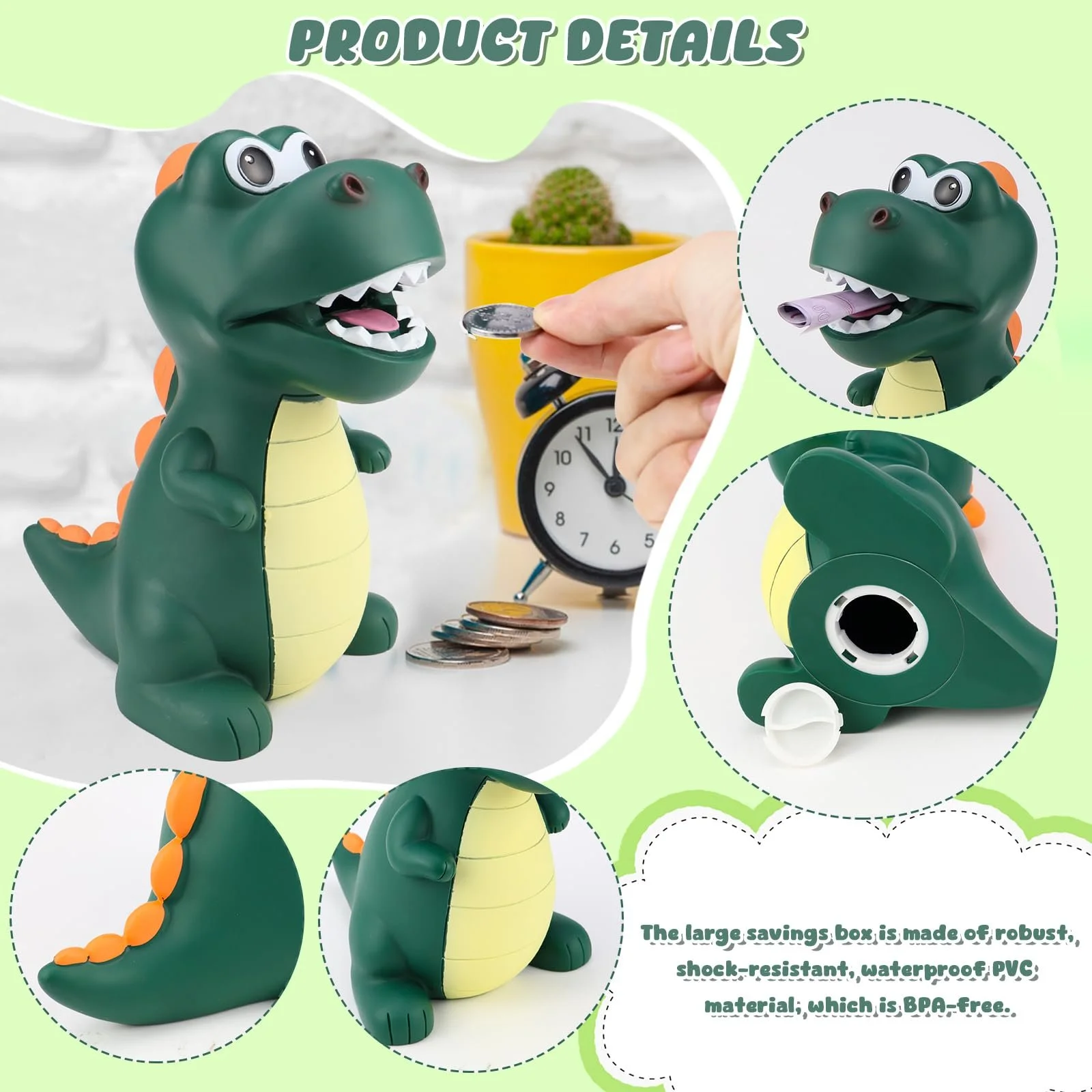 Скарбничка CHRI Динозавр ПВХ Декоративна, фото №3