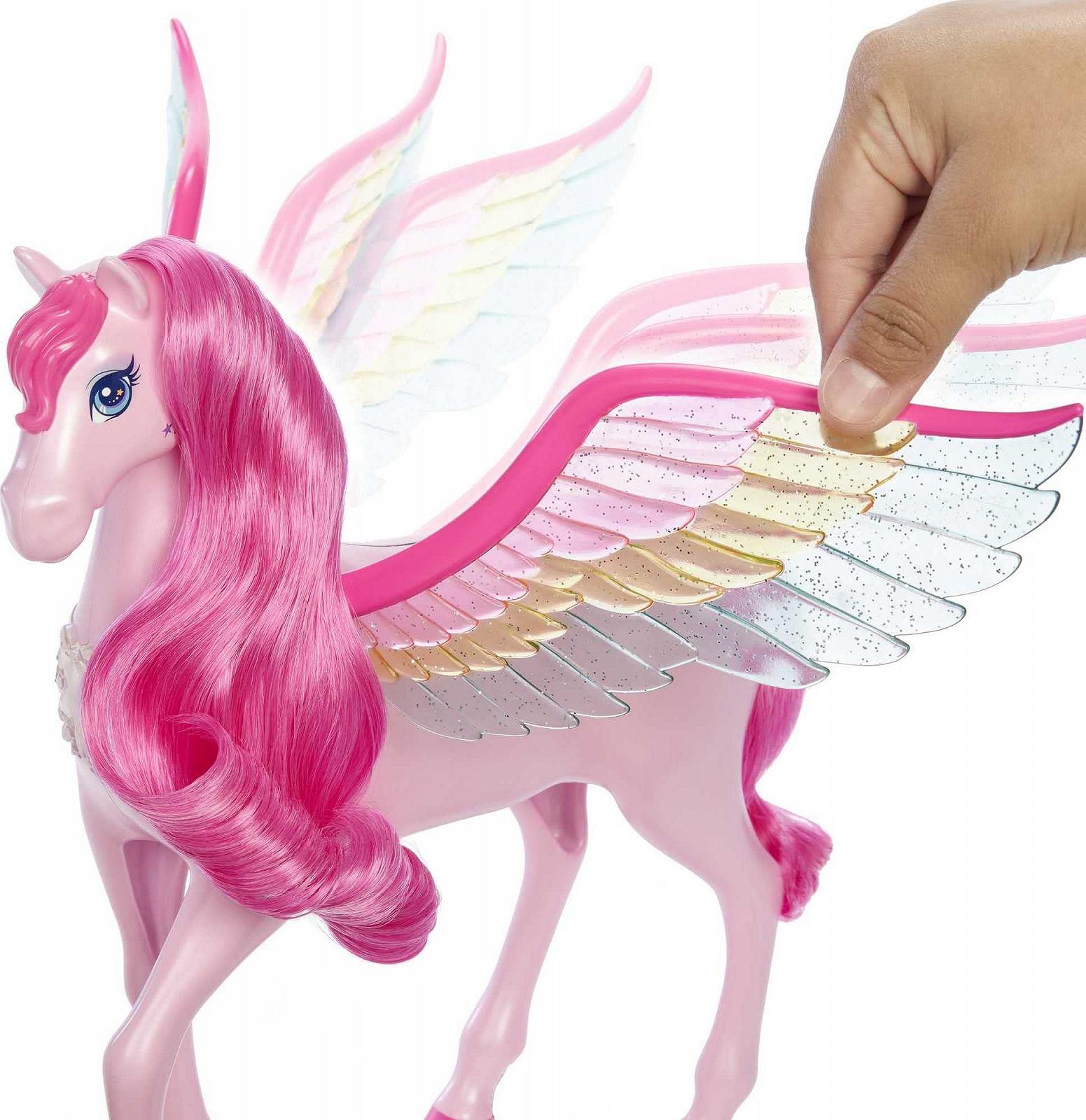 Игрушка Barbie Pegasus Pink с 10 аксессуарами Включая щенка, крылатый конь с освещением и звуками, фото №4