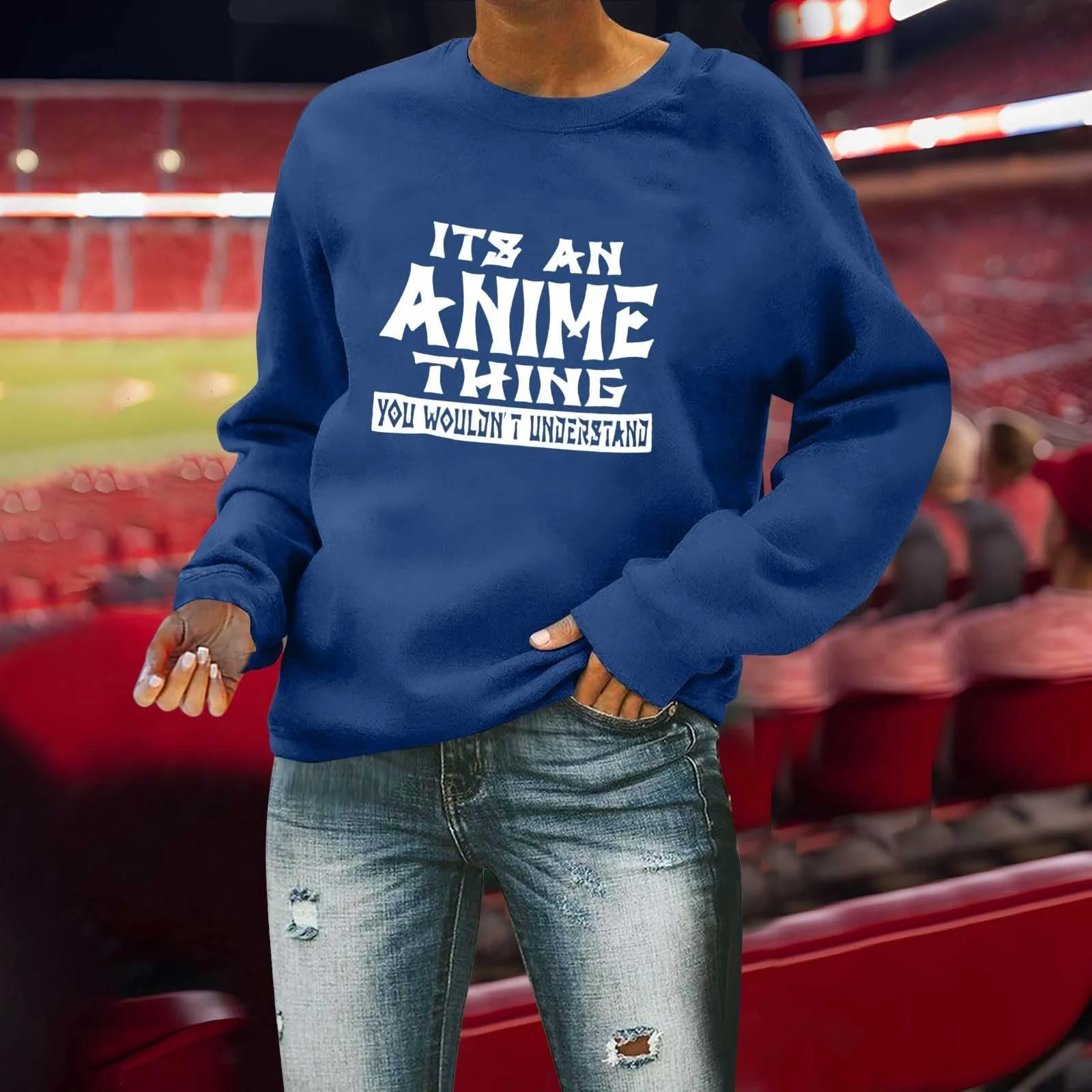 Женский свитшот с надписью "It's An Anime Thing You Wouldn'T Understand" Длинный рукав Футбольный сезон Gameday Футбол Толстовки Графический Gameday Country, фото №2