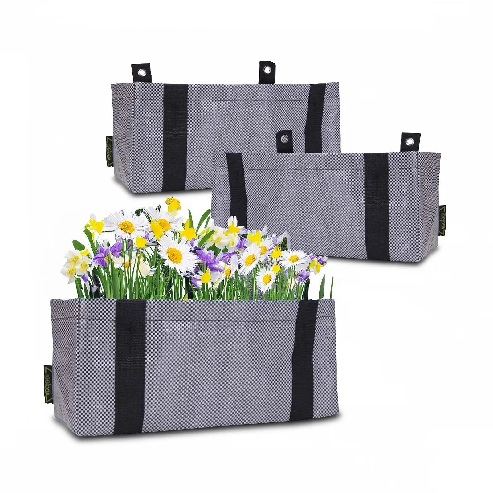 Сумка для рослин підвісна 3 шт. 40 x 17 см Чорний / Сірий, фото №1 Сумка для рослин підвісна 3 шт. 40 x 17 см Чорний / Сірий, фото №1