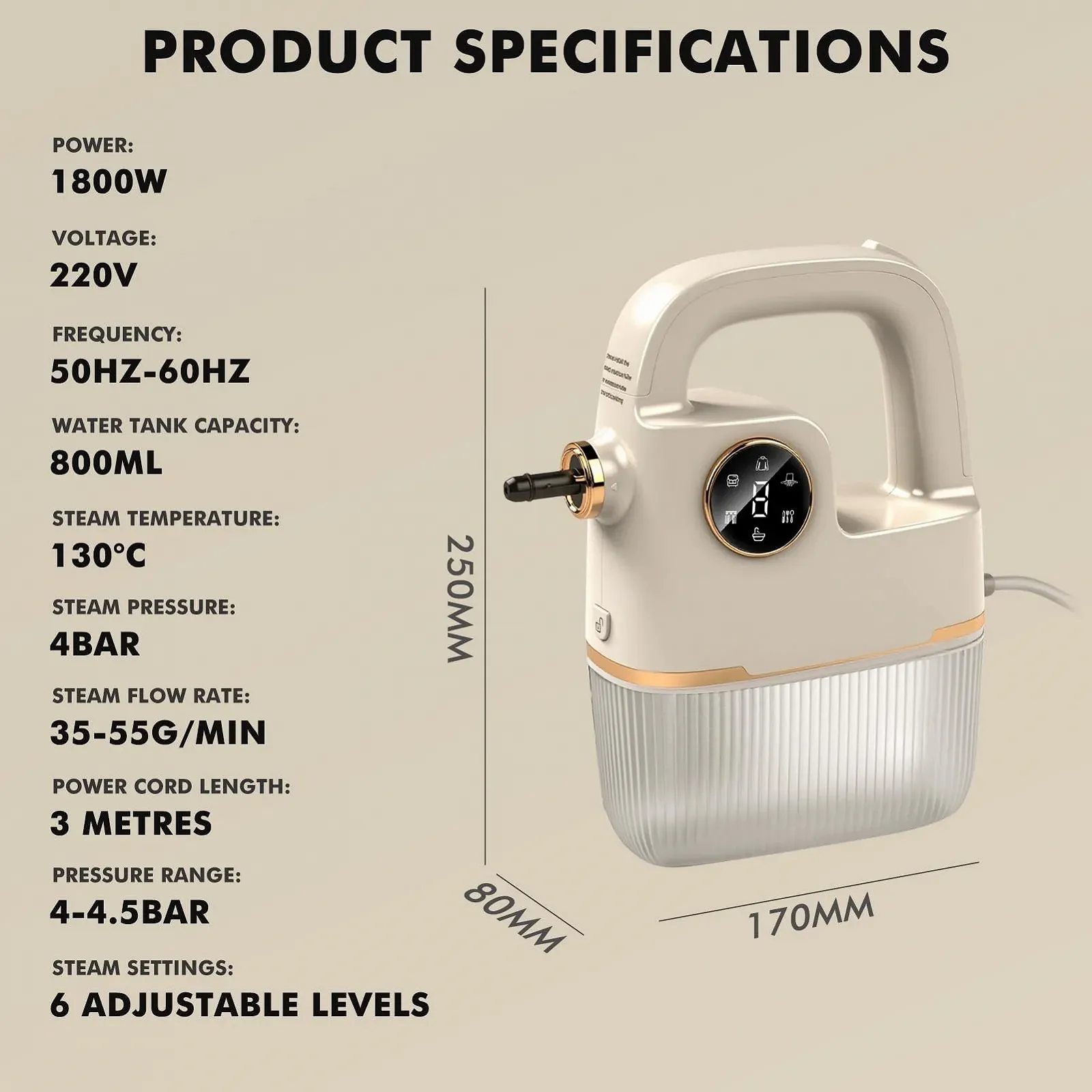 Пароочисник ручний 800 мл, фото №2