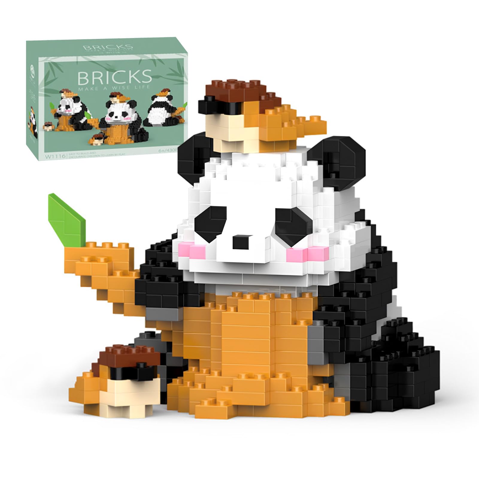 Набор AMONENZ 430 деталей Panda Mini Блоки Животные, фото №1