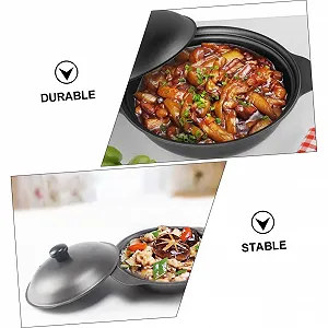 Кастрюля чугунная С крышкой Термостойкая Две ручки Черная synthetic.ua - Фото 1