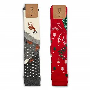 Носки RAFRAY Christmas, Рождественские носки, Подарочная коробка для женщин, Теплые зимние носки, Премиум хлопок, 2 пары, Размер 36-40, Снеговик и Олень synthetic.ua - Фото 1